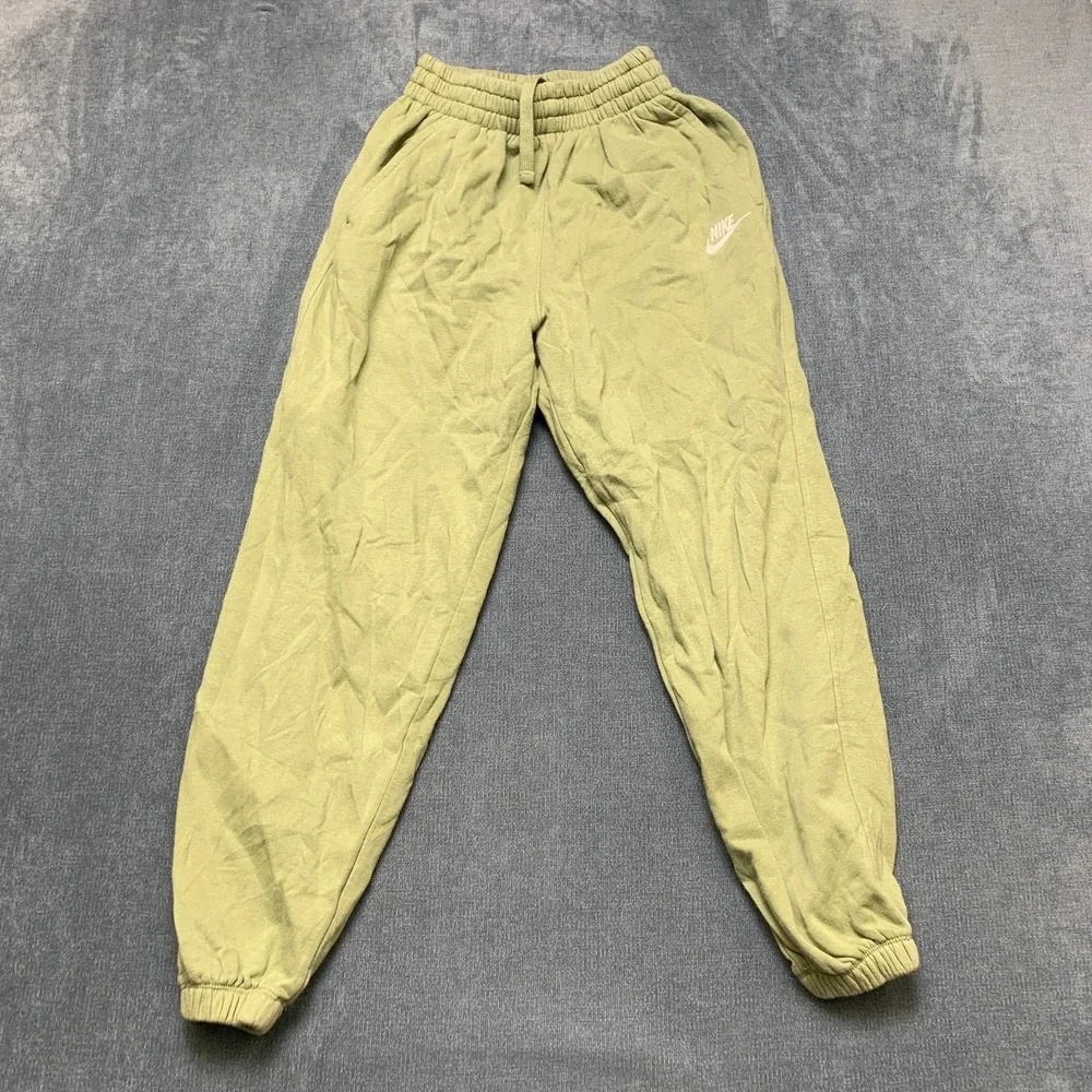 Nike Sweatpants Womens Medium Green Fleece Lined Gym Training Drawstring Waist